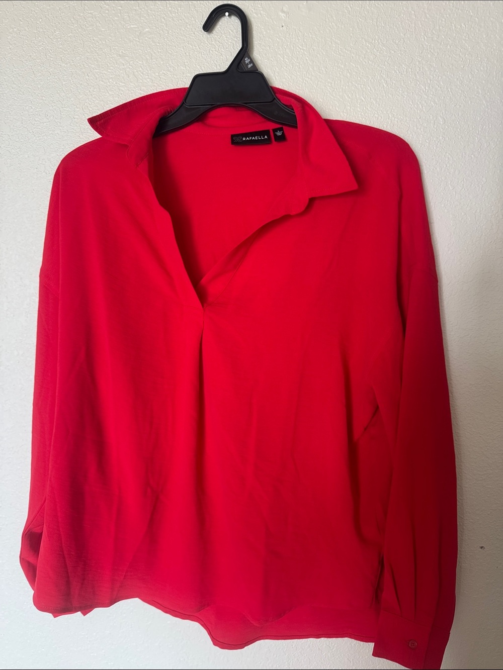 Rafaella Bright Red Button-Down Collar Blouse